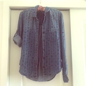 Chevron jean button up shirt